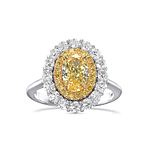 Fancy Intense Yellow Oval Double Halo Diamond Ring
