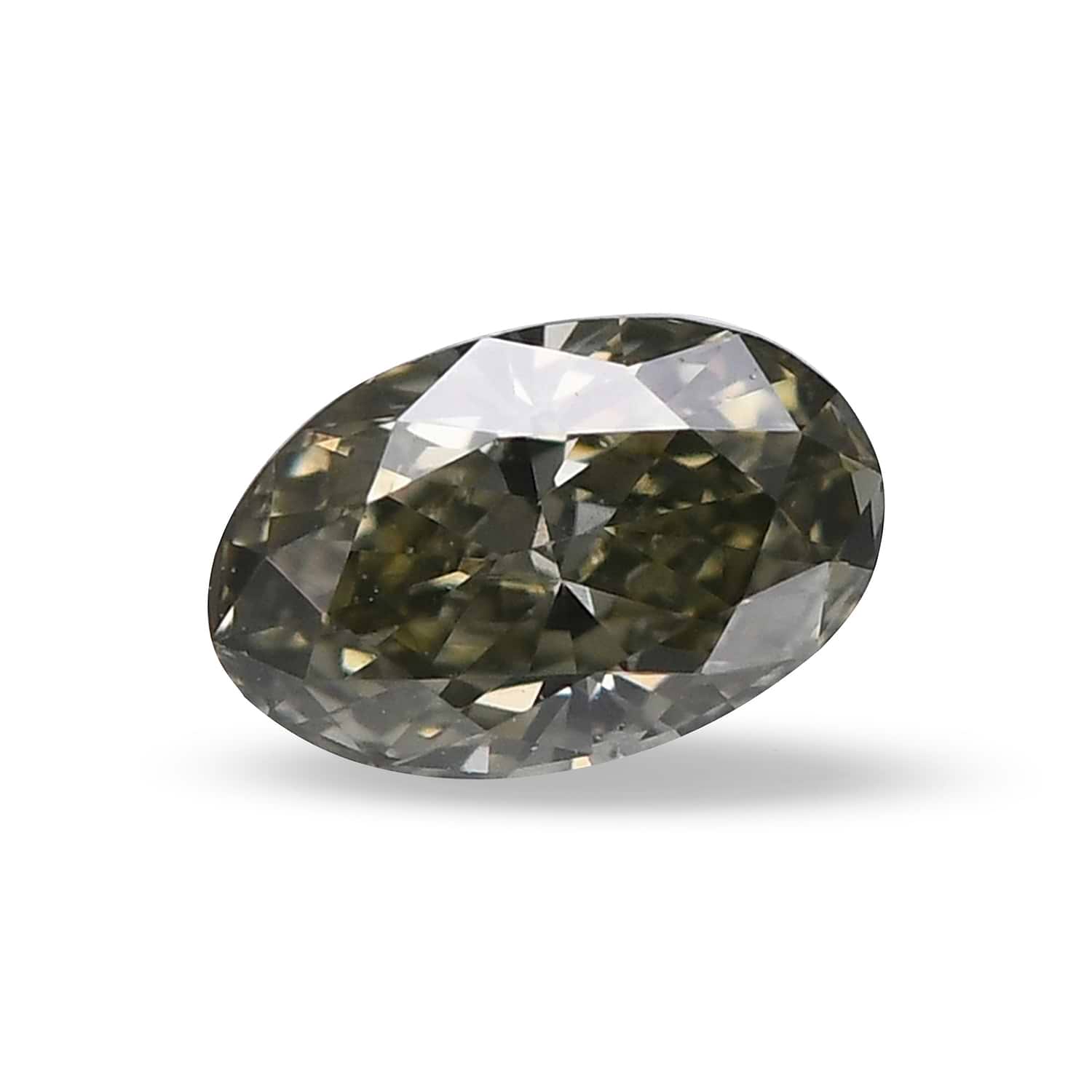 0.16 Carat Fancy Grayish Yellowish Green Oval Diamond GIA