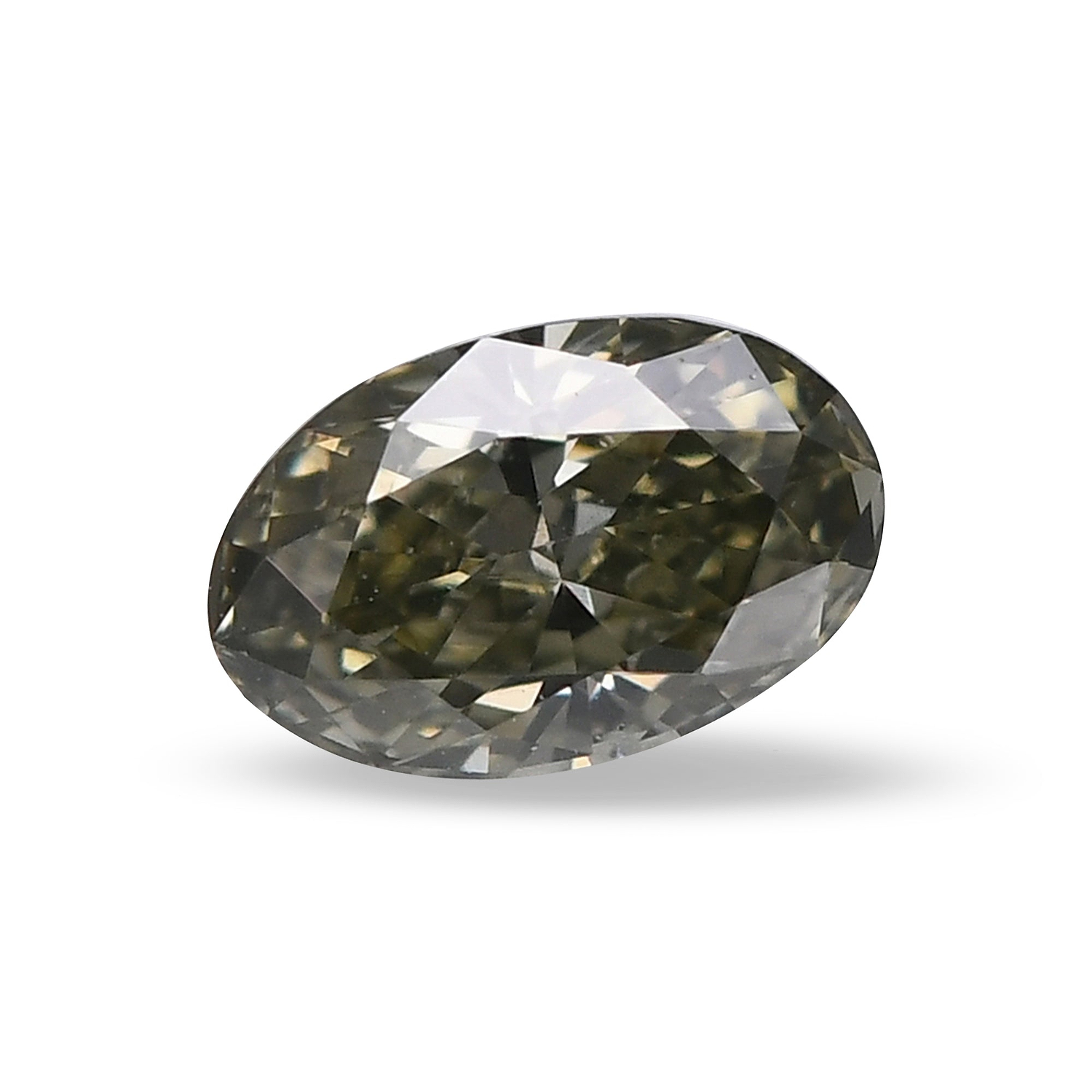 0.16 Carat Fancy Grayish Yellowish Green Oval Diamond  GIA