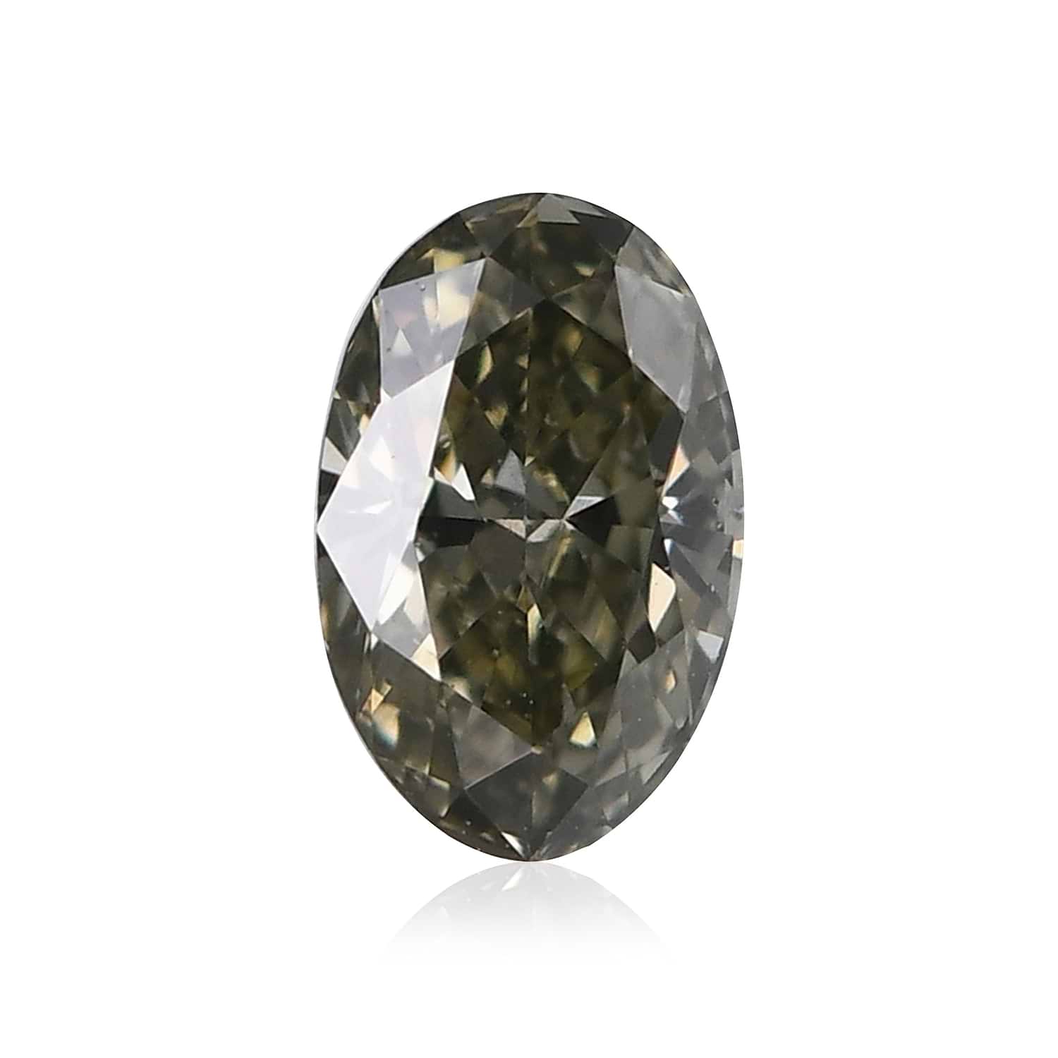 0.16 Carat Fancy Grayish Yellowish Green Oval Diamond GIA