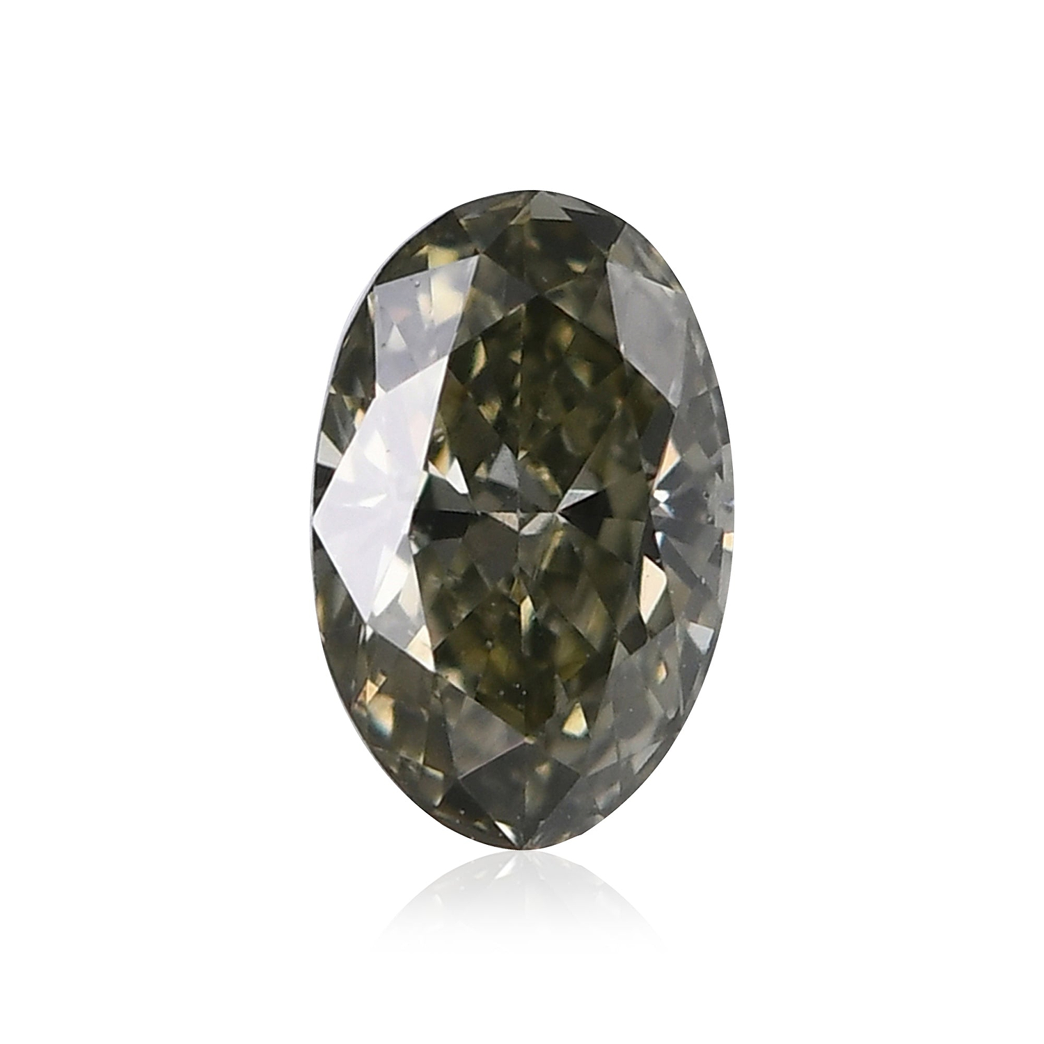 0.16 Carat Fancy Grayish Yellowish Green Oval Diamond  GIA