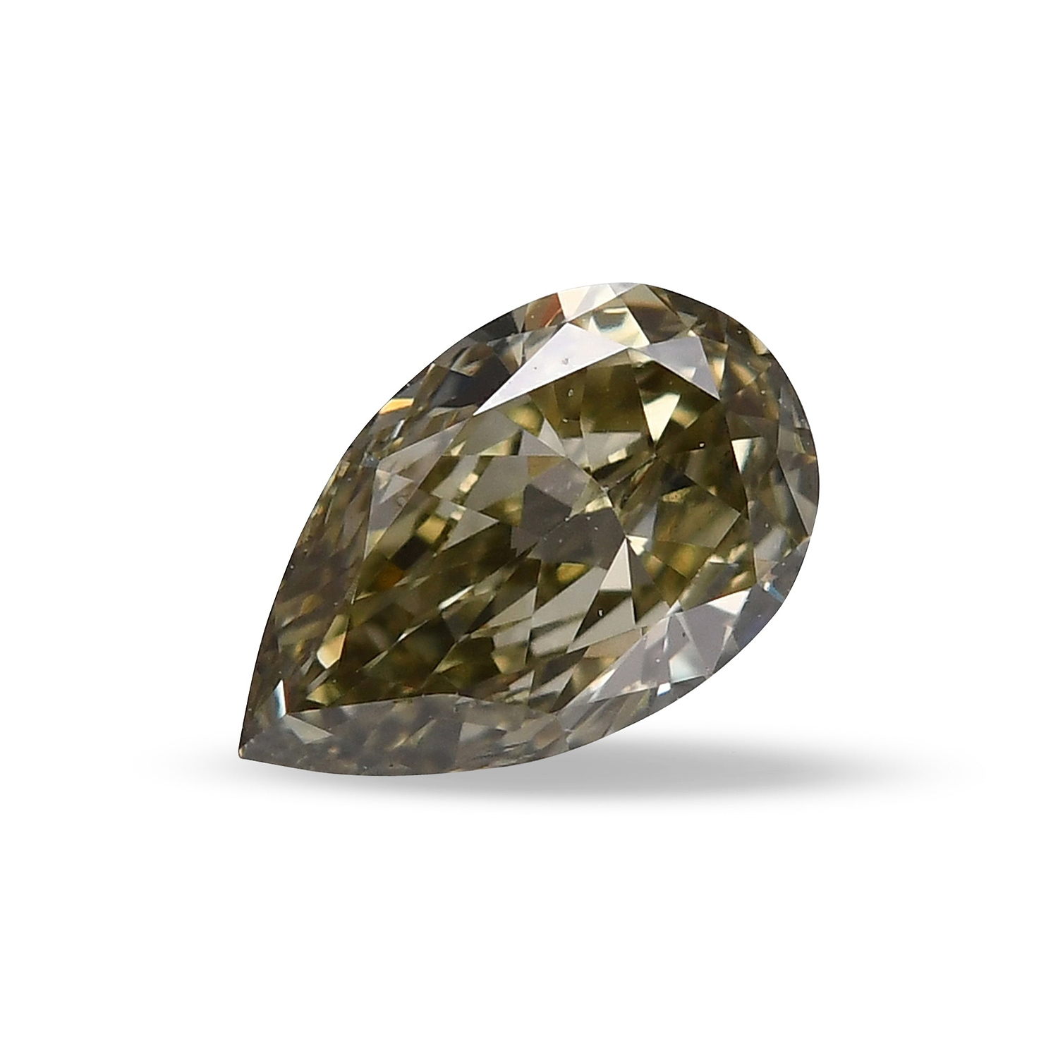 0.20 Carat Fancy Grayish Greenish Yellow Pear Diamond VVS2 GIA