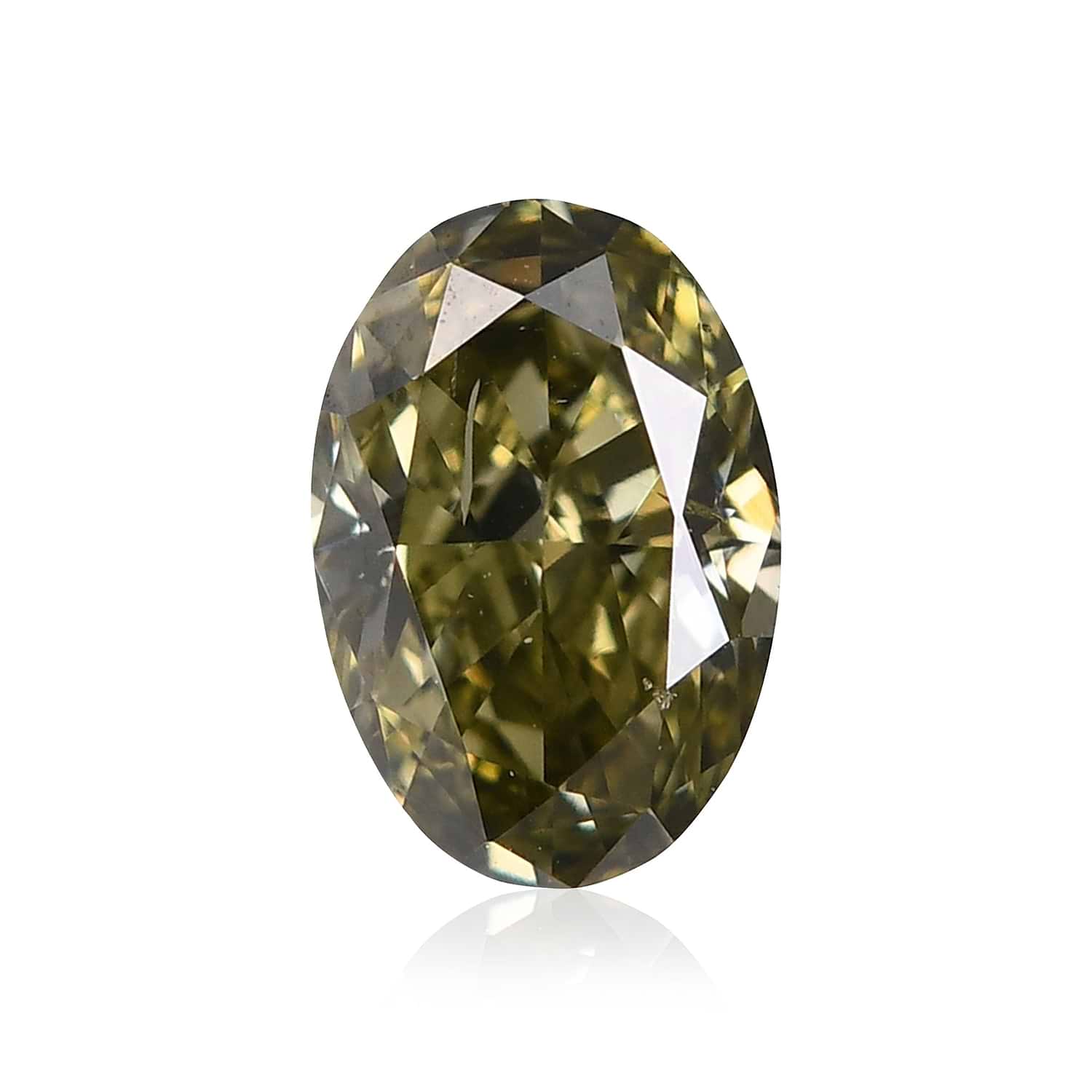 0.30 Carat Fancy Grayish Yellowish Green Oval Diamond GIA
