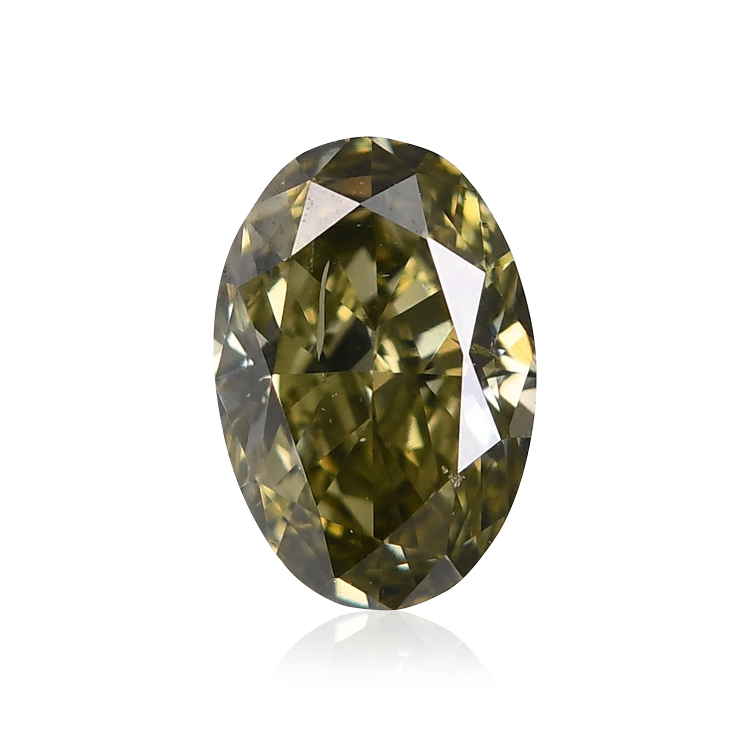 0.30 Carat Fancy Grayish Yellowish Green Oval Diamond  GIA
