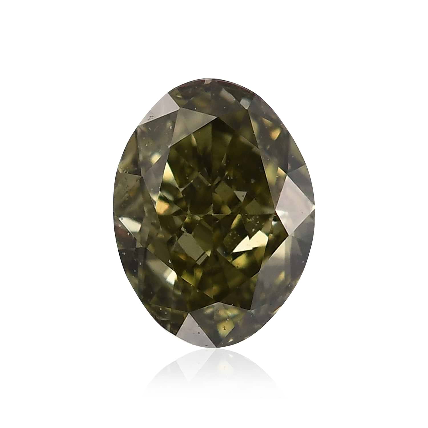 0.30 Carat Fancy Deep Grayish Yellowish Green Oval Diamond GIA