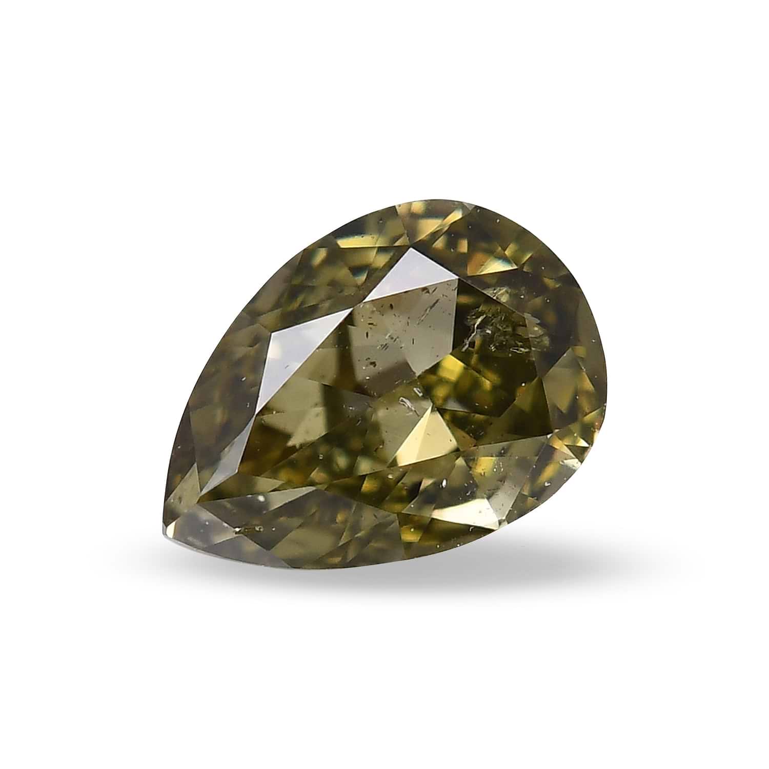 0.32 Carat Fancy Dark Gray Greenish Yellow Pear Diamond GIA