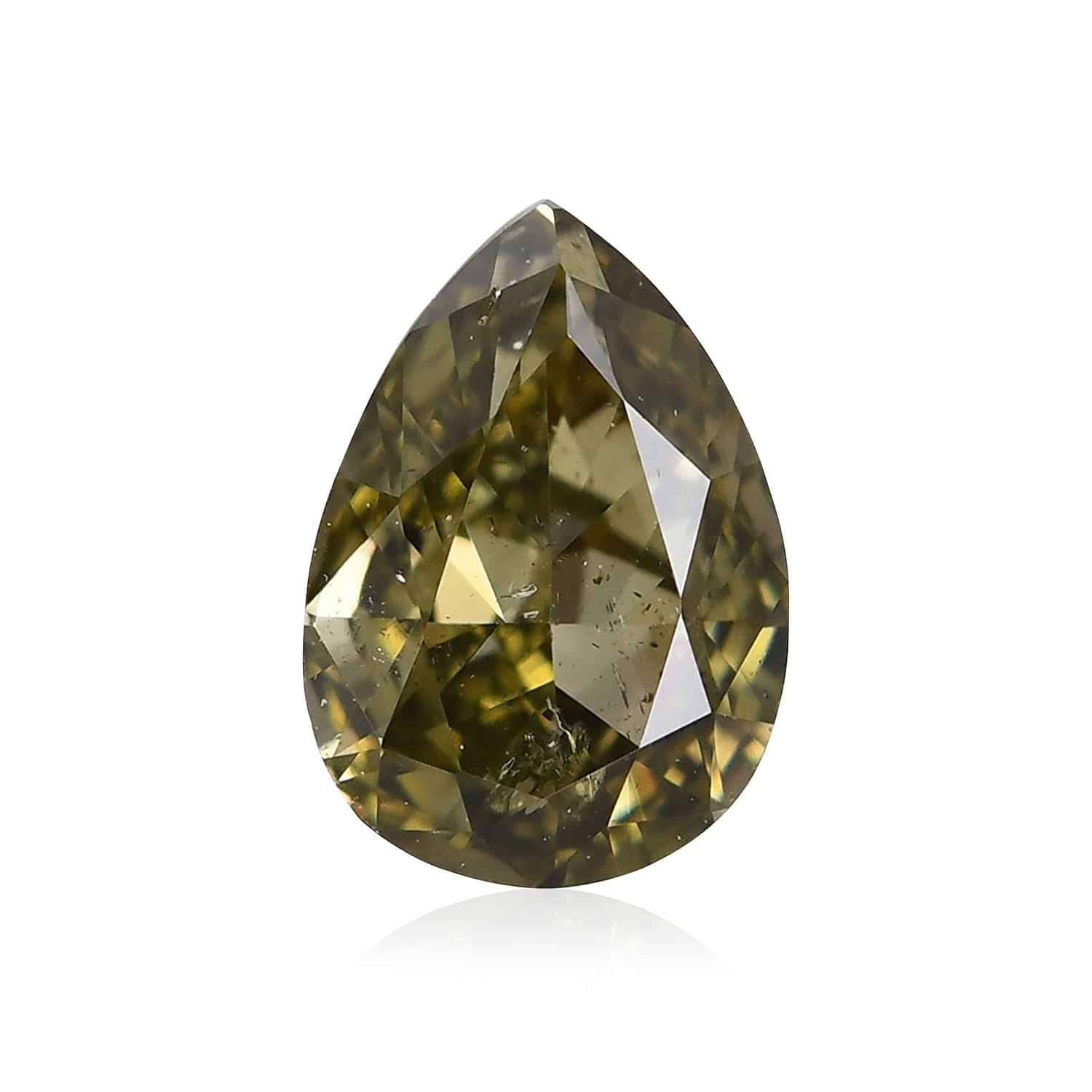 0.32 Carat Fancy Dark Gray Greenish Yellow Pear Diamond GIA