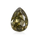 0.32 Carat Fancy Dark Gray Greenish Yellow Pear Diamond  GIA