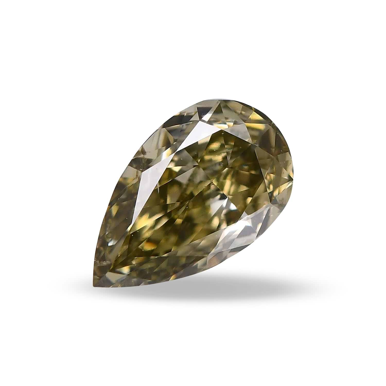 0.40 Carat Fancy Deep Grayish Greenish Yellow Pear Diamond SI2 GIA