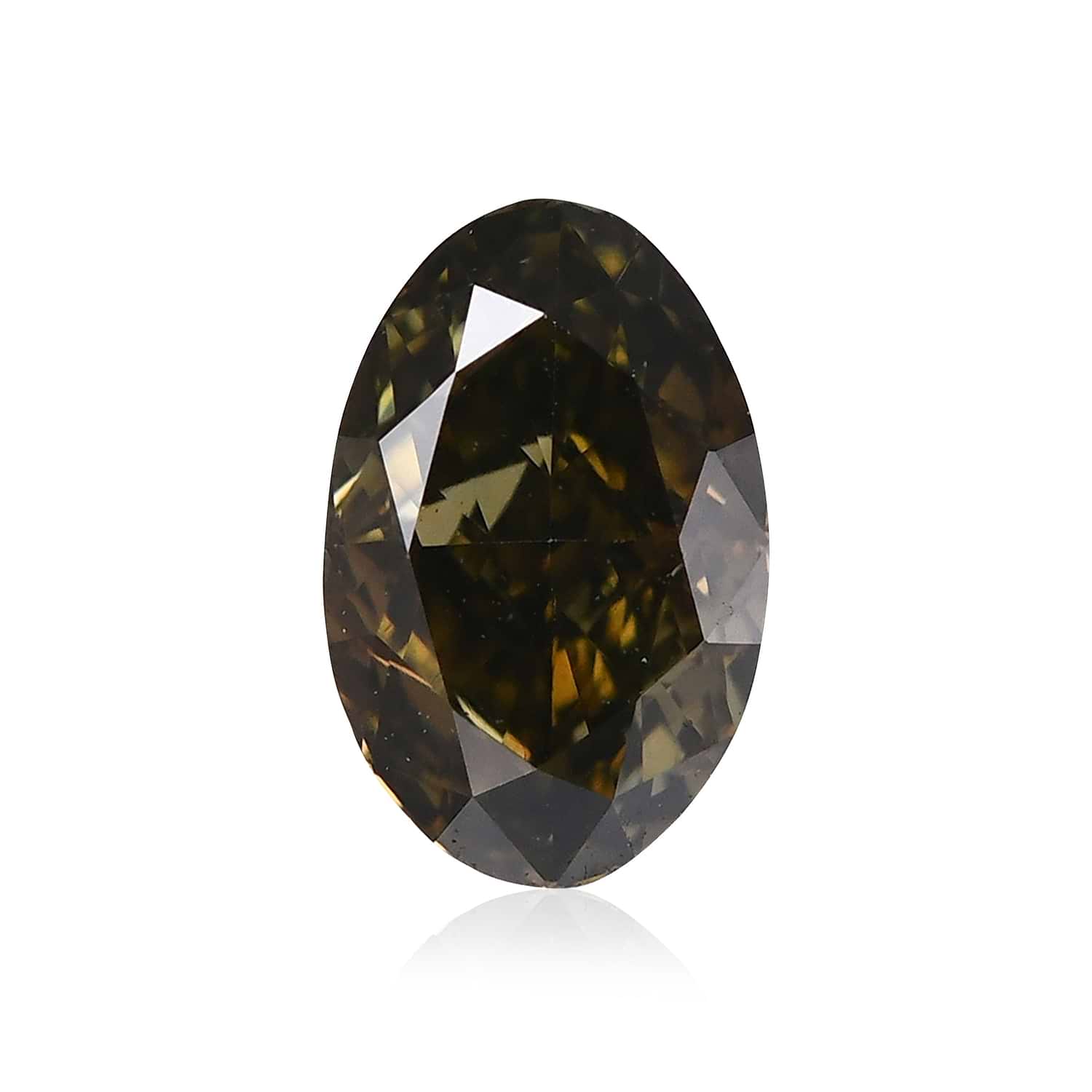 0.41 Carat Fancy Dark Gray Yellowish Green Oval Diamond SI1 GIA