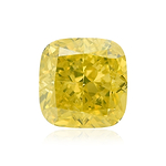 0.64 Carat Fancy Vivid Greenish Yellow Cushion Diamond  GIA