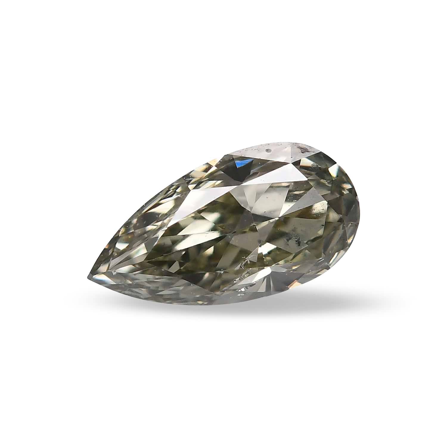 0.19 Carat Fancy Grayish Yellowish Green Pear Diamond SI1 GIA