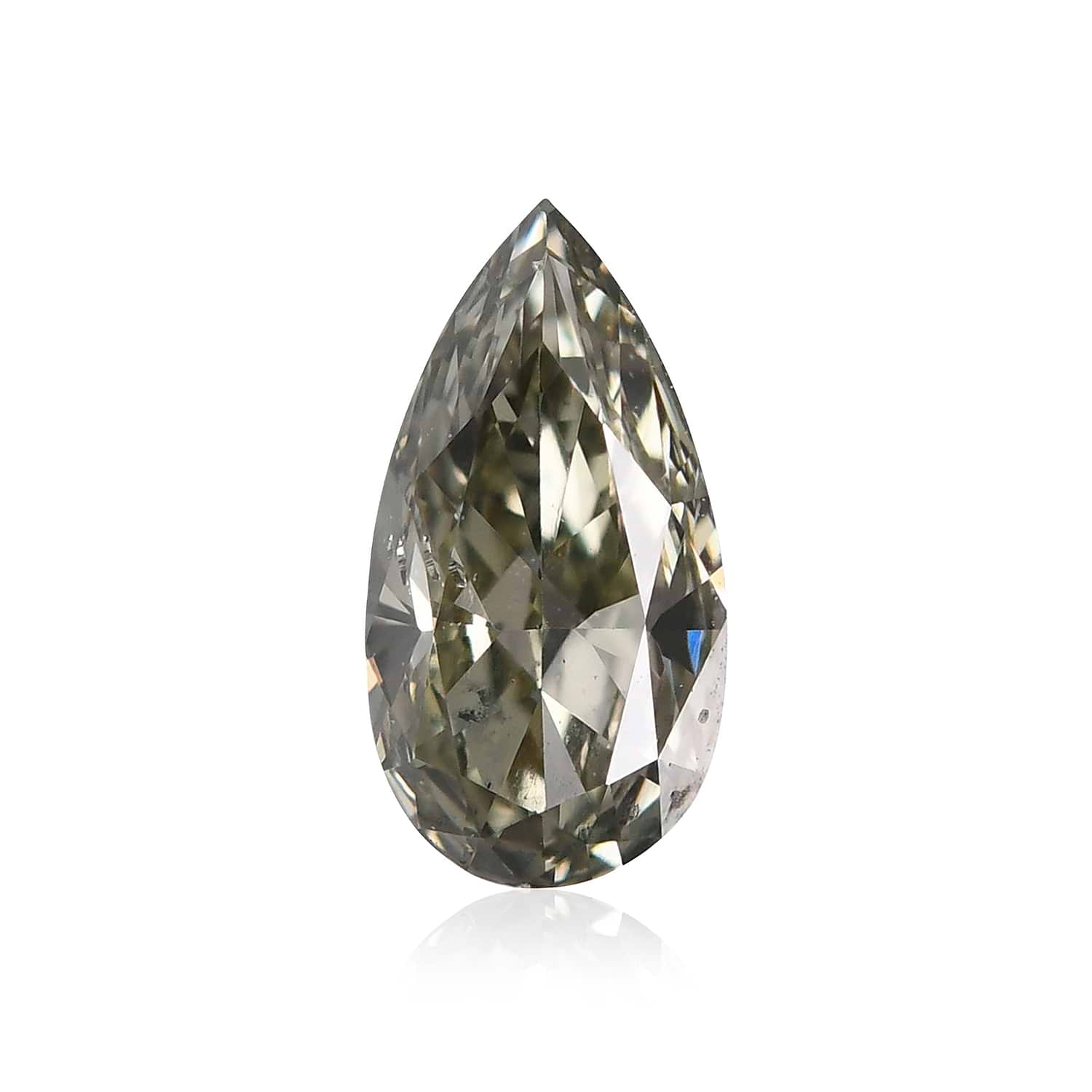 0.19 Carat Fancy Grayish Yellowish Green Pear Diamond SI1 GIA