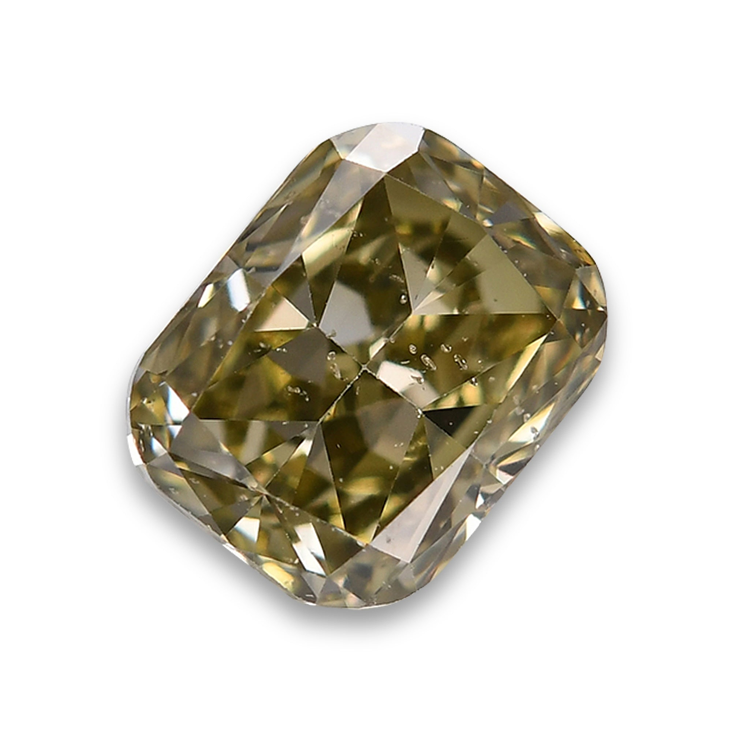0.44 Carat Fancy Grayish Greenish Yellow Cushion Diamond SI2 GIA