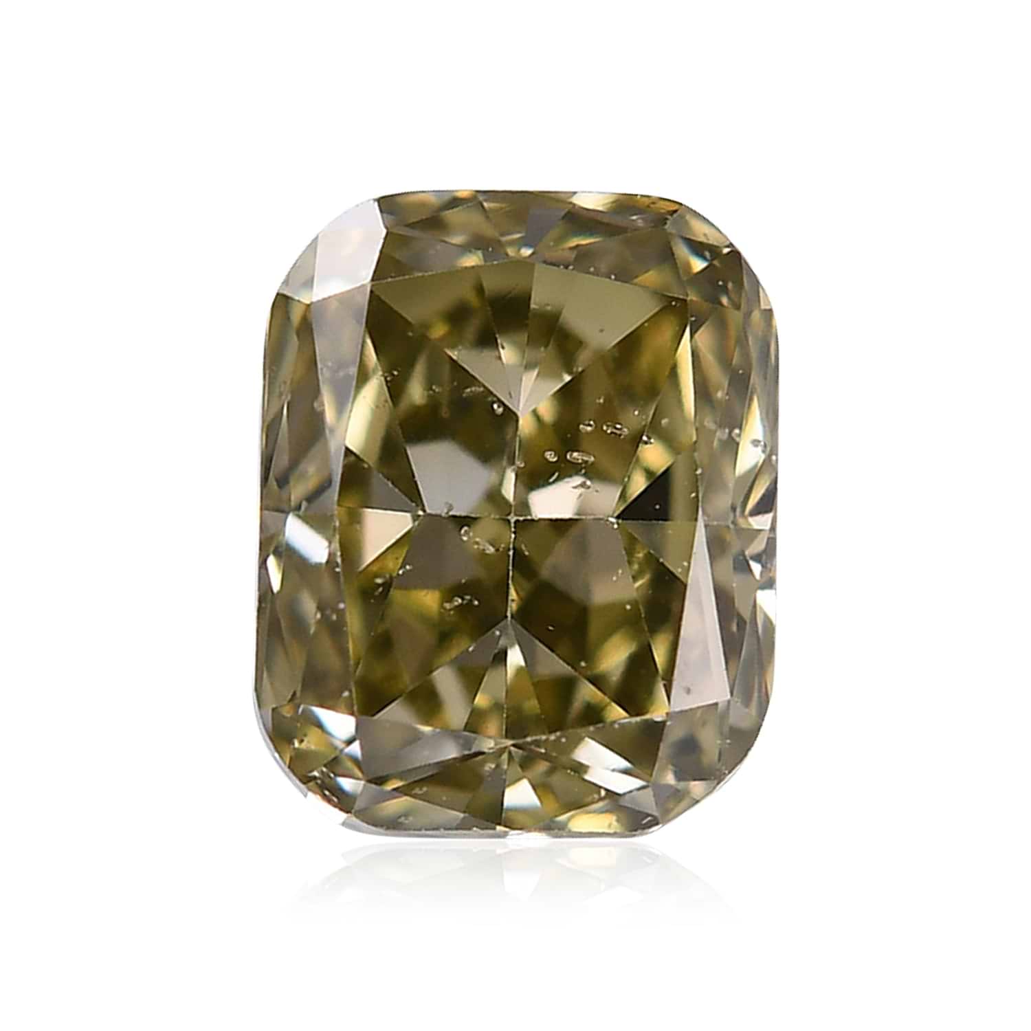 0.44 Carat Fancy Grayish Greenish Yellow Cushion Diamond SI2 GIA
