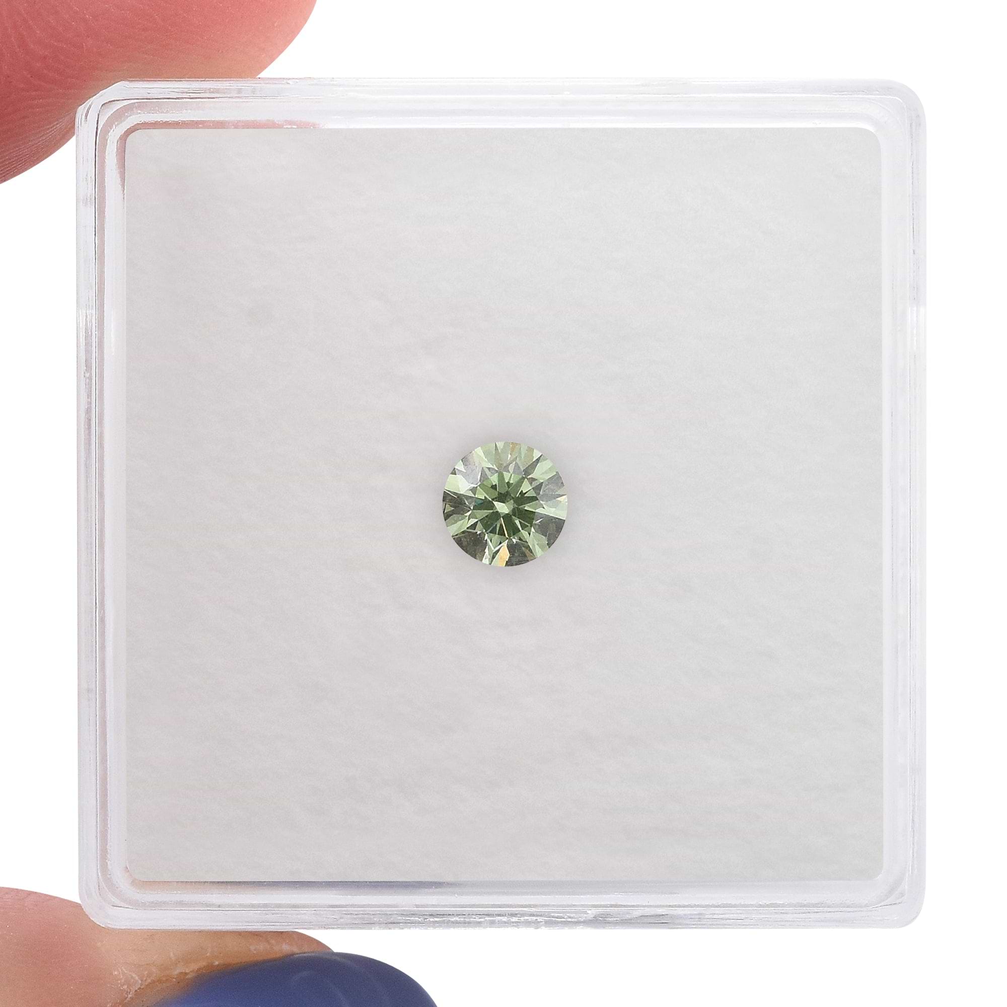 爆売り！ Green Intense Fancy Carat 0.25 Round VS2 Diamond Brillant クラシック