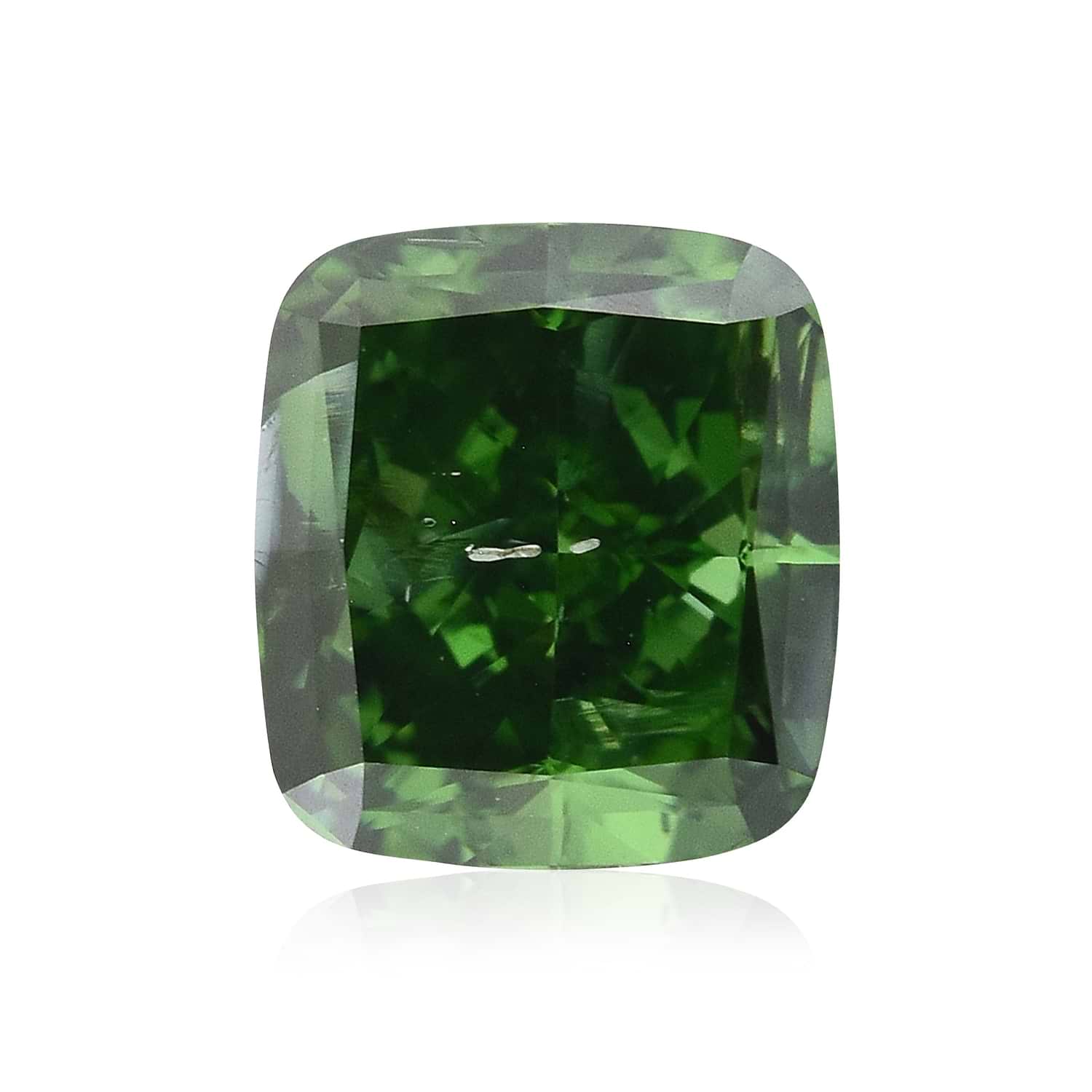 0.50 Carat Fancy Deep Green Cushion Diamond I2 GIA