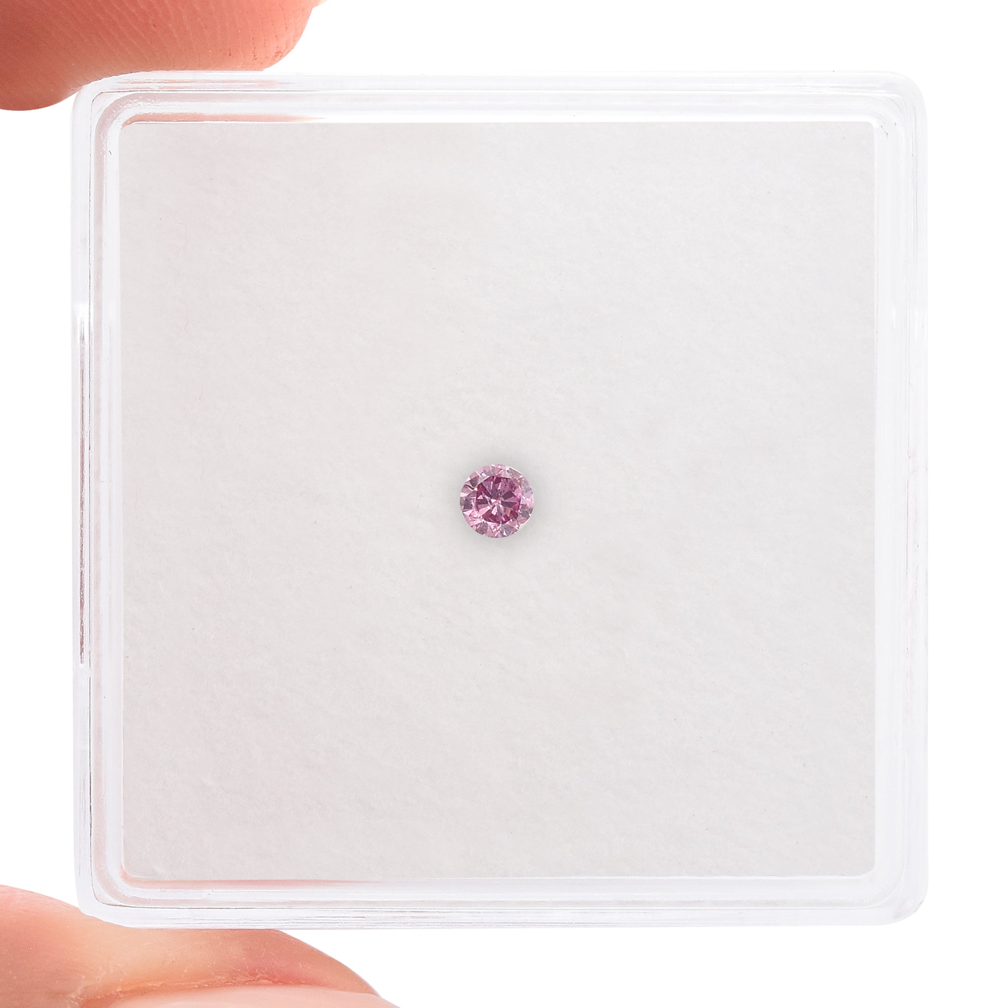 0.06 Carat Fancy Intense Purplish Pink Round Brillant