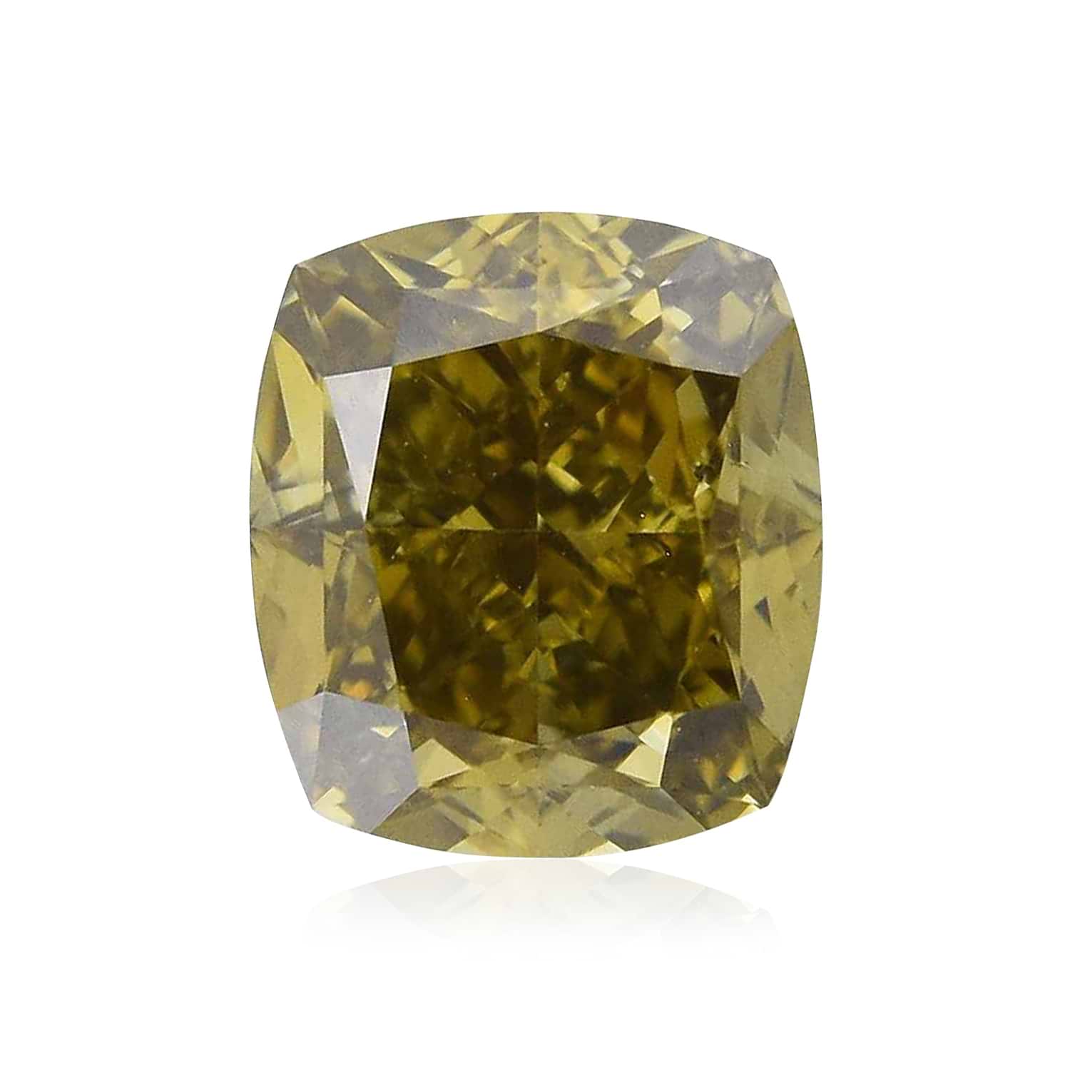1.01 Carat Fancy Dark Brown Greenish Yellow Cushion Diamond SI1 GIA