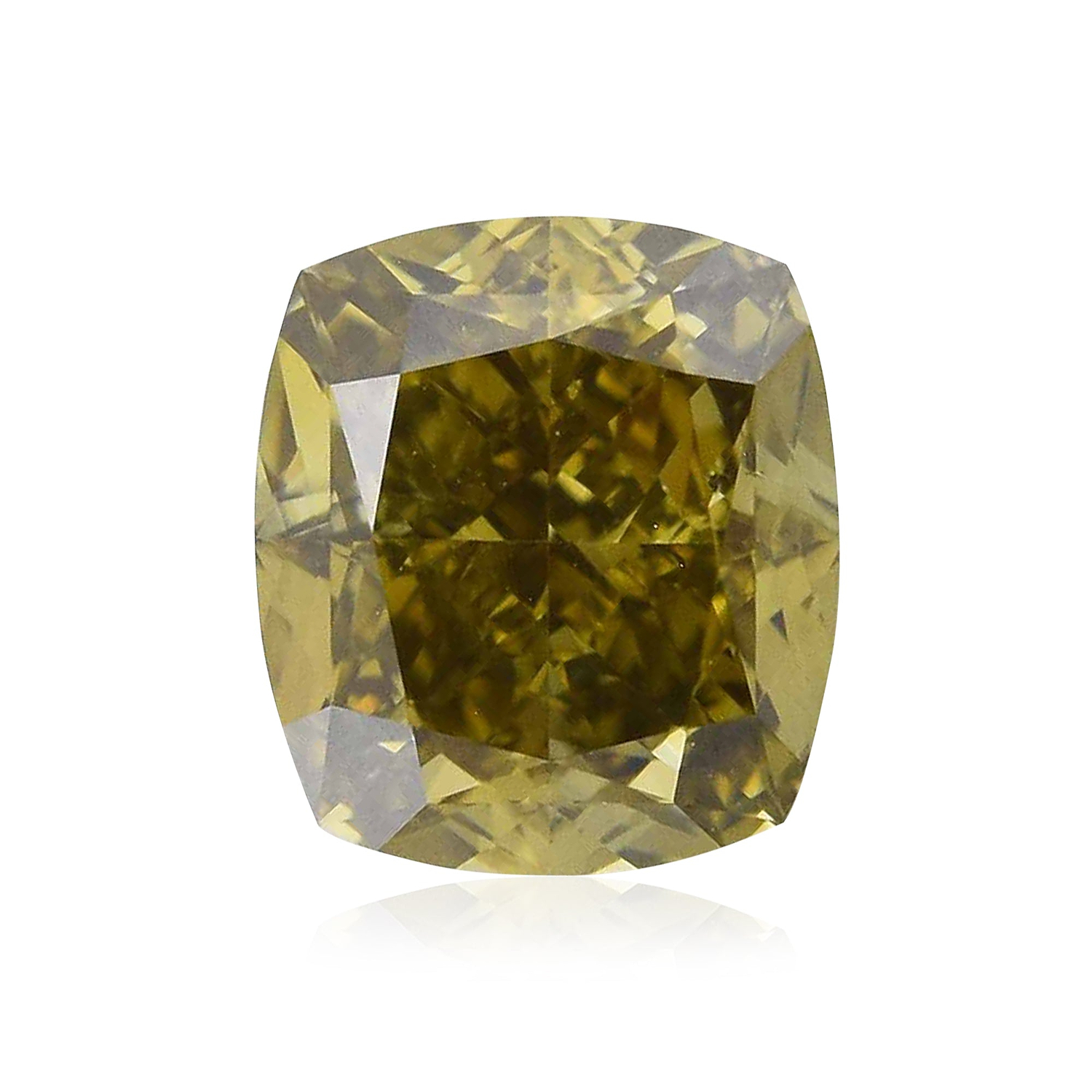 1.01 Carat Fancy Dark Brown Greenish Yellow Cushion Diamond SI1 GIA