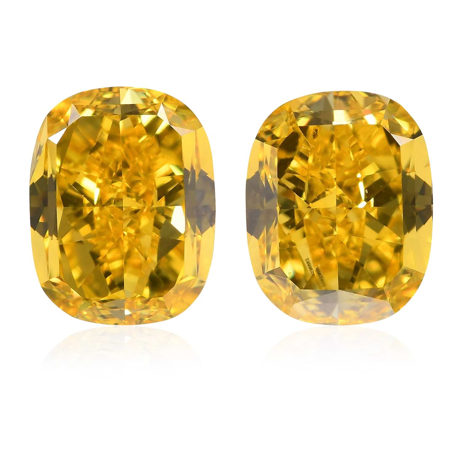 1.24 Carat Fancy Vivid Yellow Cushion Diamonds VVS1