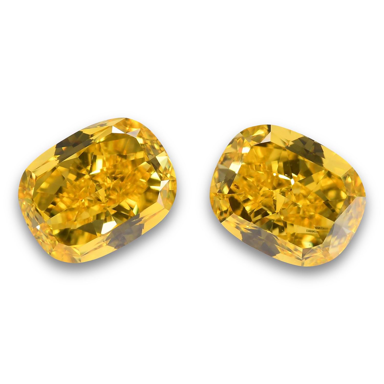 1.24 Carat Fancy Vivid Yellow Cushion Diamonds VVS1
