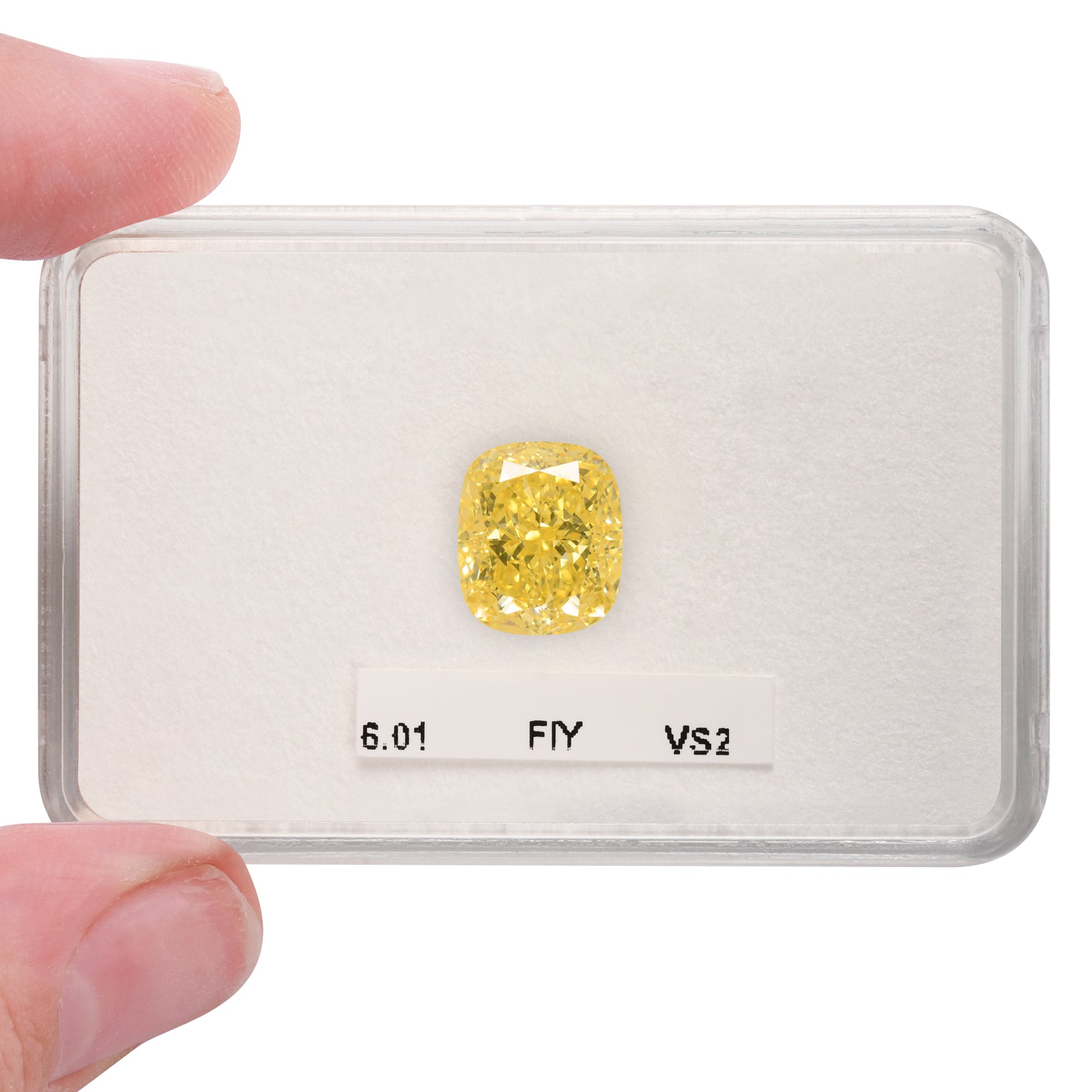 6.01 Carat Fancy Intense Yellow Cushion Diamond VS2 GIA