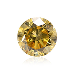 0.37 Carat Fancy Intense Yellow Round Brillant Diamond I1 GIA