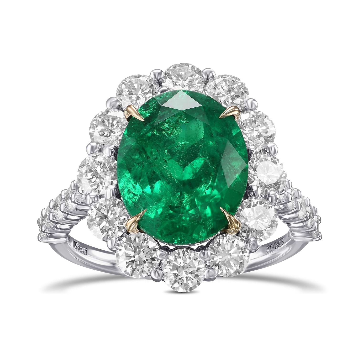 Oval Muzo Emerald and Diamond Halo Ring