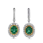 Oval Emerald and Diamond Double Halo Earrings