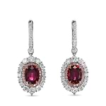 Oval Mozambique Ruby and Diamond Double Halo Earrings