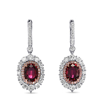 Oval Mozambique Ruby and Diamond Double Halo Earrings