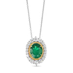 Muzo Oval Emerald and Diamond Double Halo Pendant.