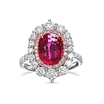 Cushion Mozambique Ruby and Diamond Double Halo Ring