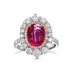 Cushion Mozambique Ruby and Diamond Double Halo Ring