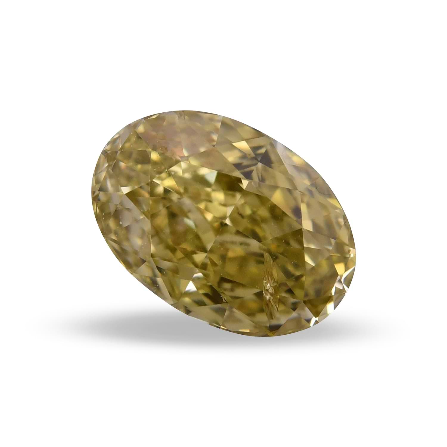 0.81 Carat Fancy Deep Brownish Greenish Yellow Oval Diamond I1 GIA