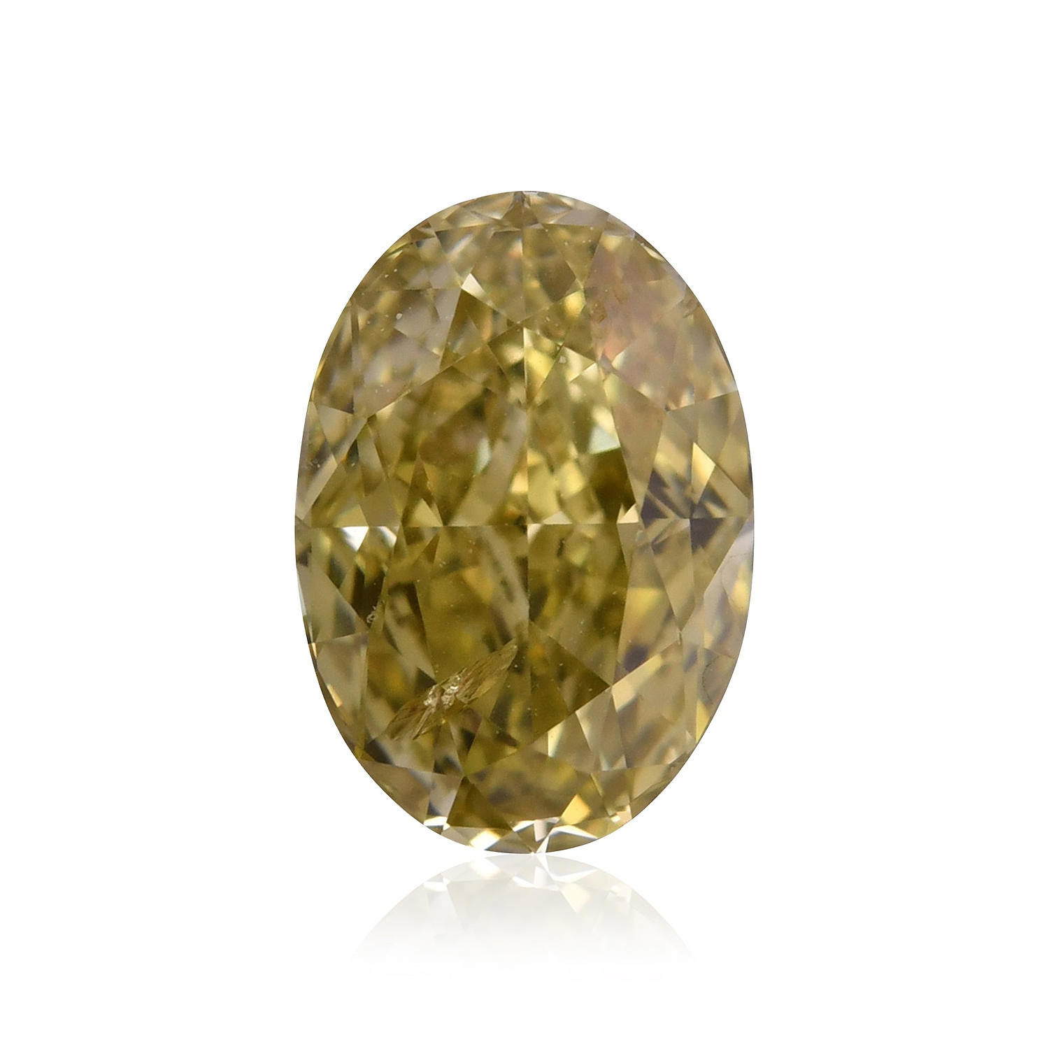 0.81 Carat Fancy Deep Brownish Greenish Yellow Oval Diamond I1 GIA