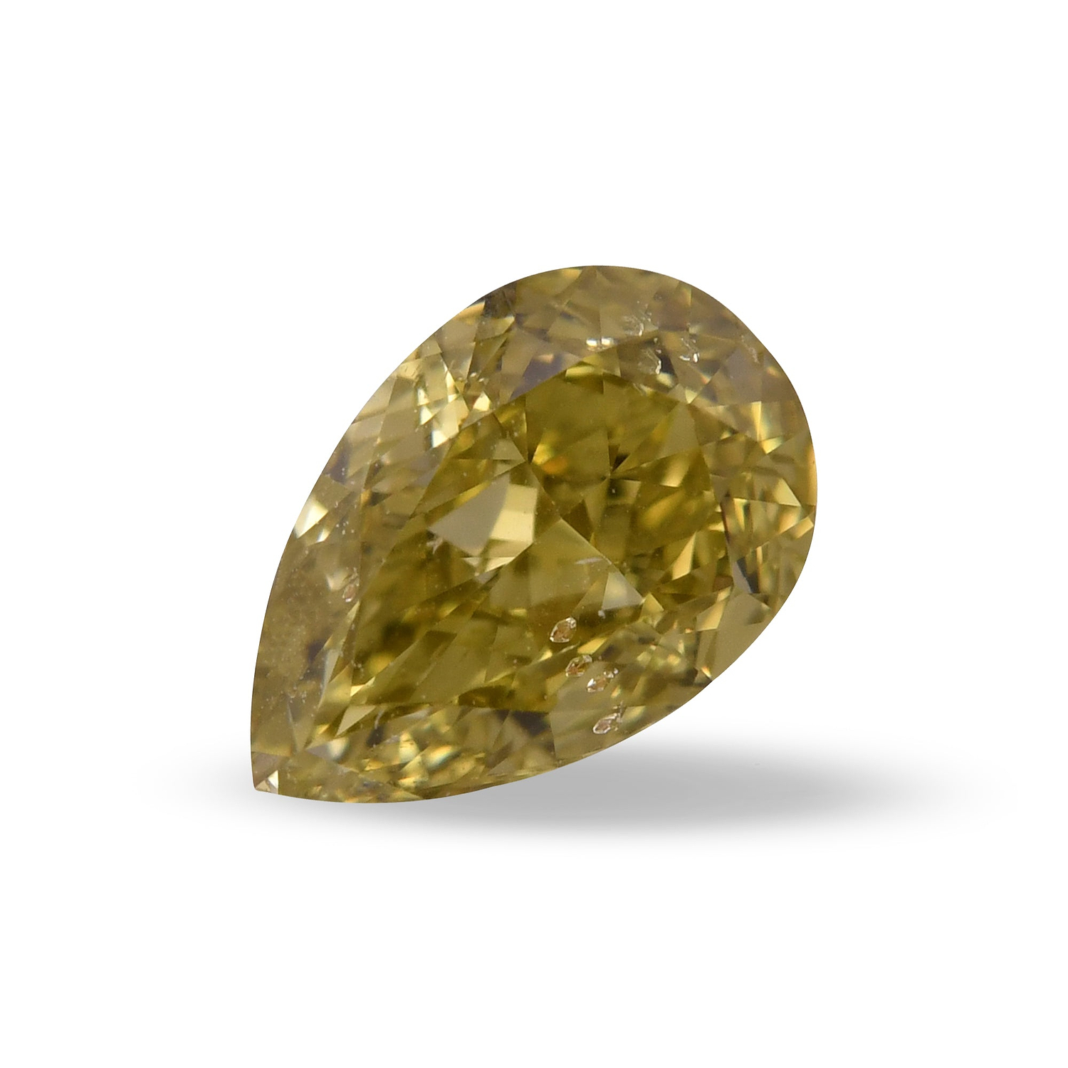 0.82 Carat Fancy Deep Brownish Greenish Yellow Pear Diamond SI2 GIA