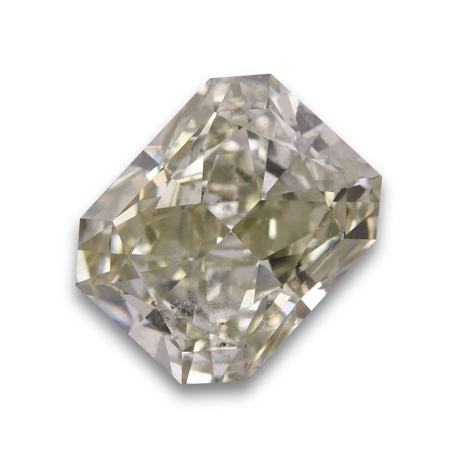0.95 Carat Fancy Grayish Yellowish Green Radiant Diamond SI2 GIA