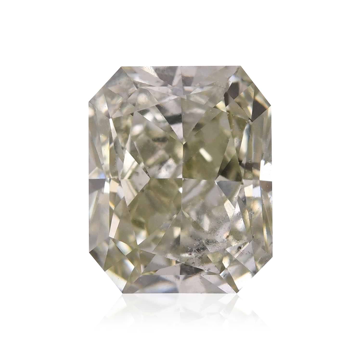 0.95 Carat Fancy Grayish Yellowish Green Radiant Diamond SI2 GIA
