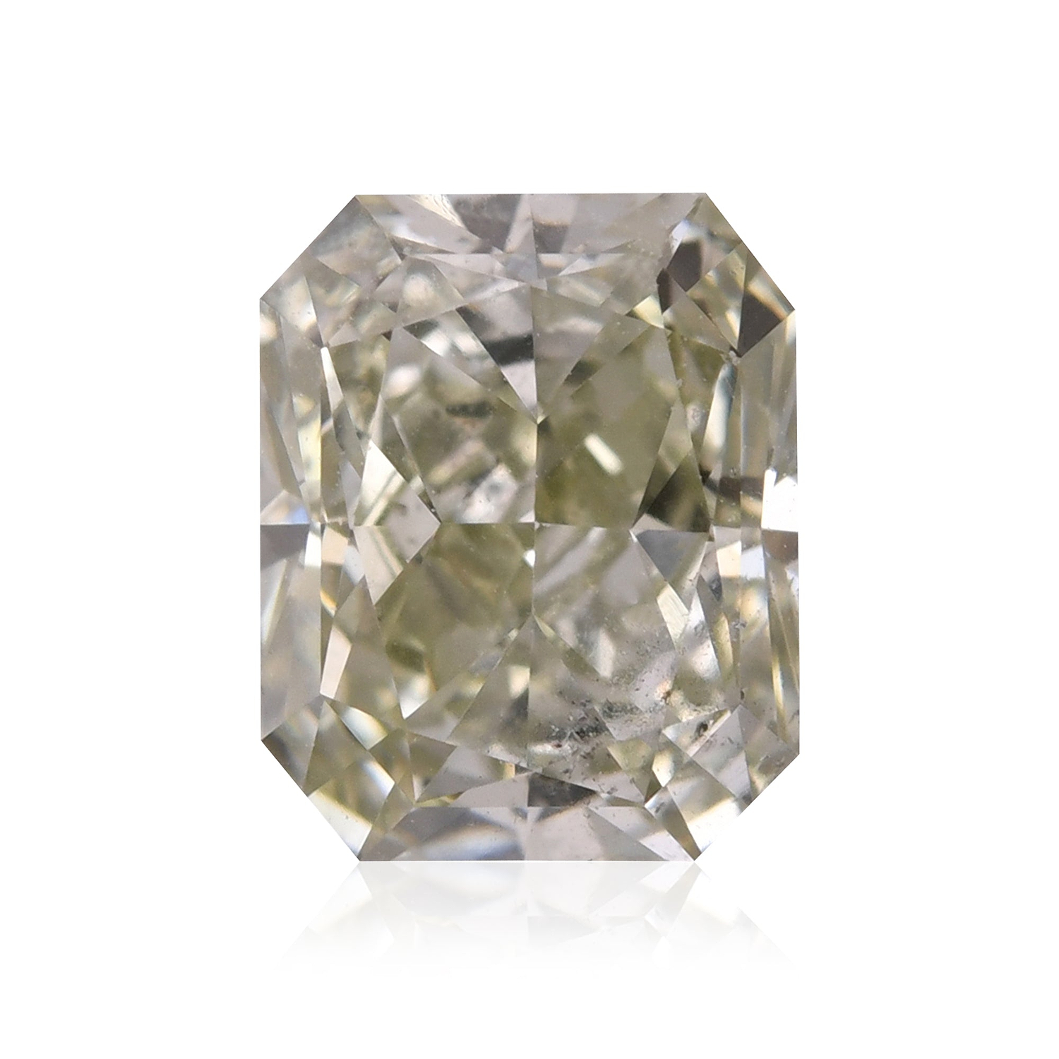 0.95 Carat Fancy Grayish Yellowish Green Radiant Diamond SI2 GIA
