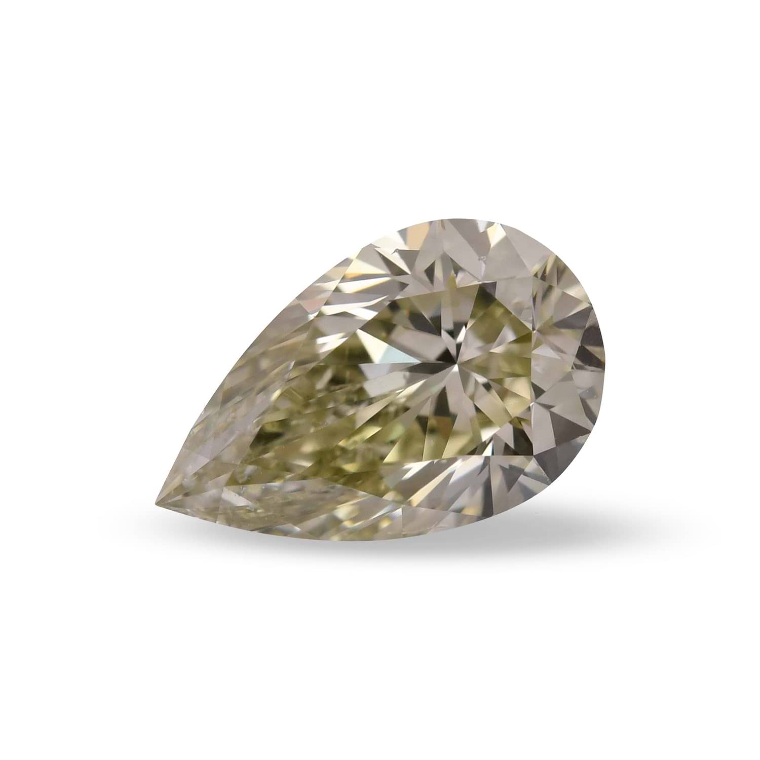 1.00 Carat Fancy Grayish Greenish Yellow Pear Diamond SI2 GIA