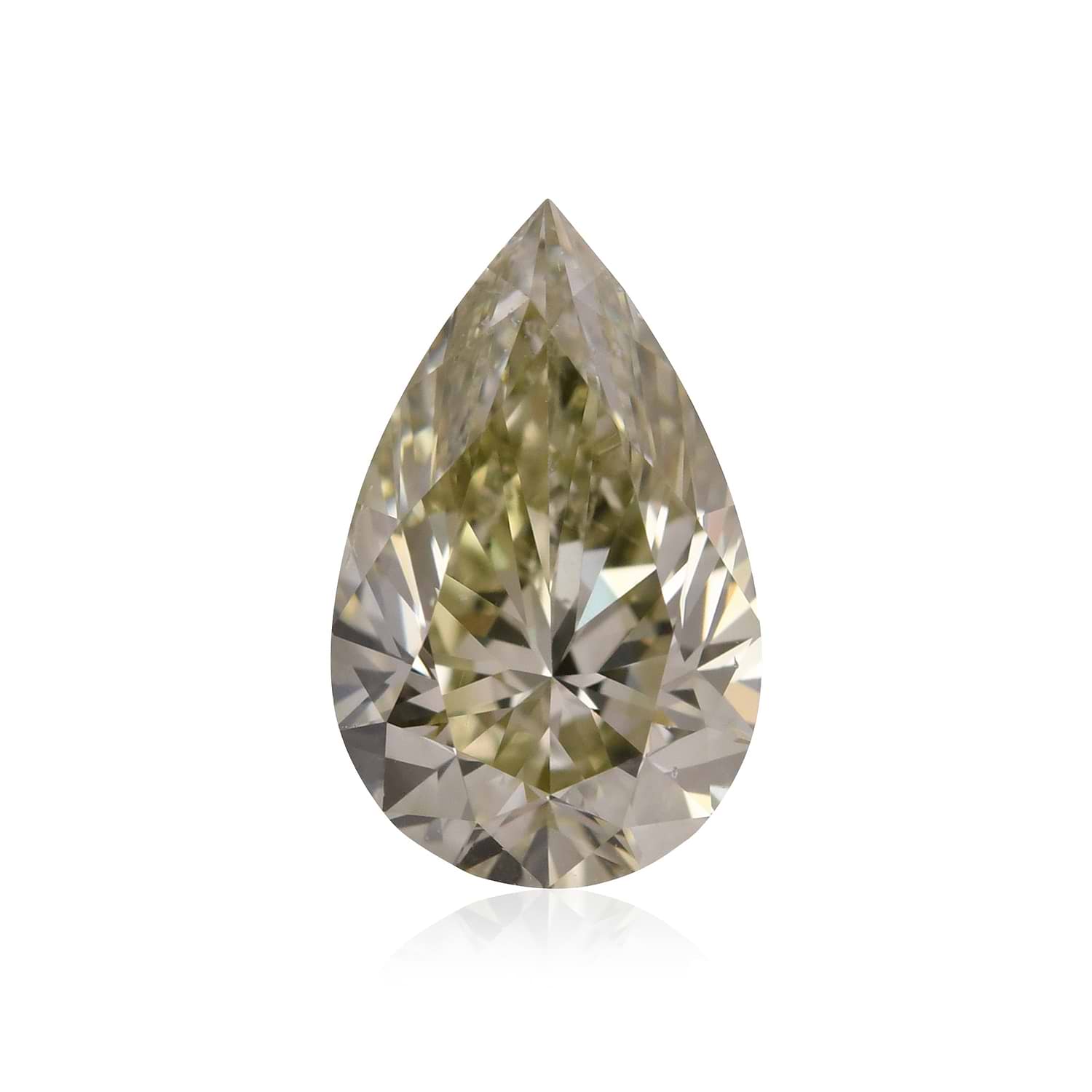 1.00 Carat Fancy Grayish Greenish Yellow Pear Diamond SI2 GIA