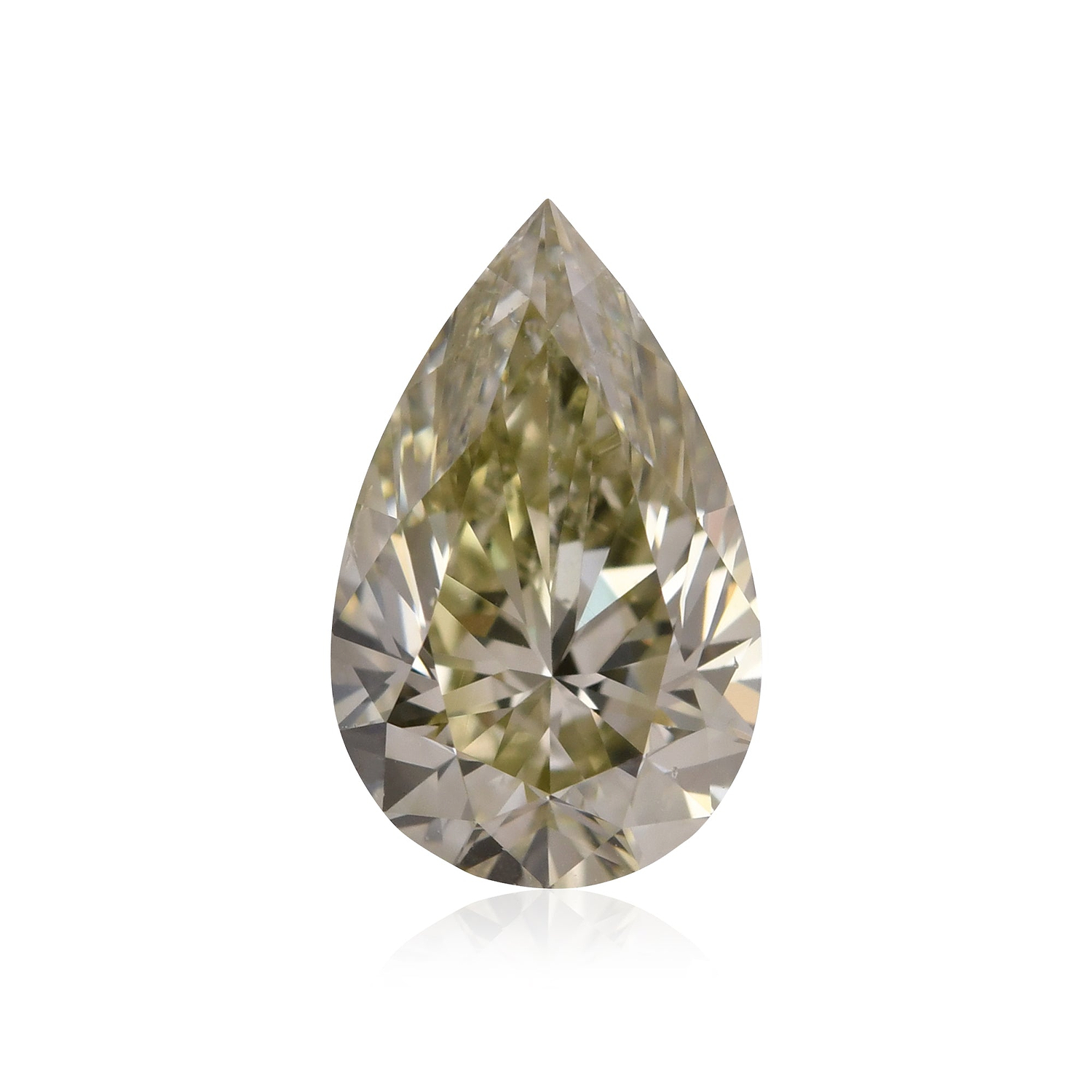 1.00 Carat Fancy Grayish Greenish Yellow Pear Diamond SI2 GIA