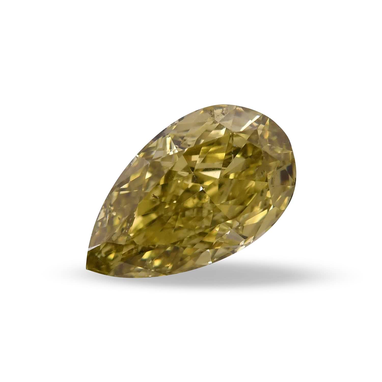 1.00 Carat Fancy Deep Brownish Greenish Yellow Pear Diamond SI2 GIA
