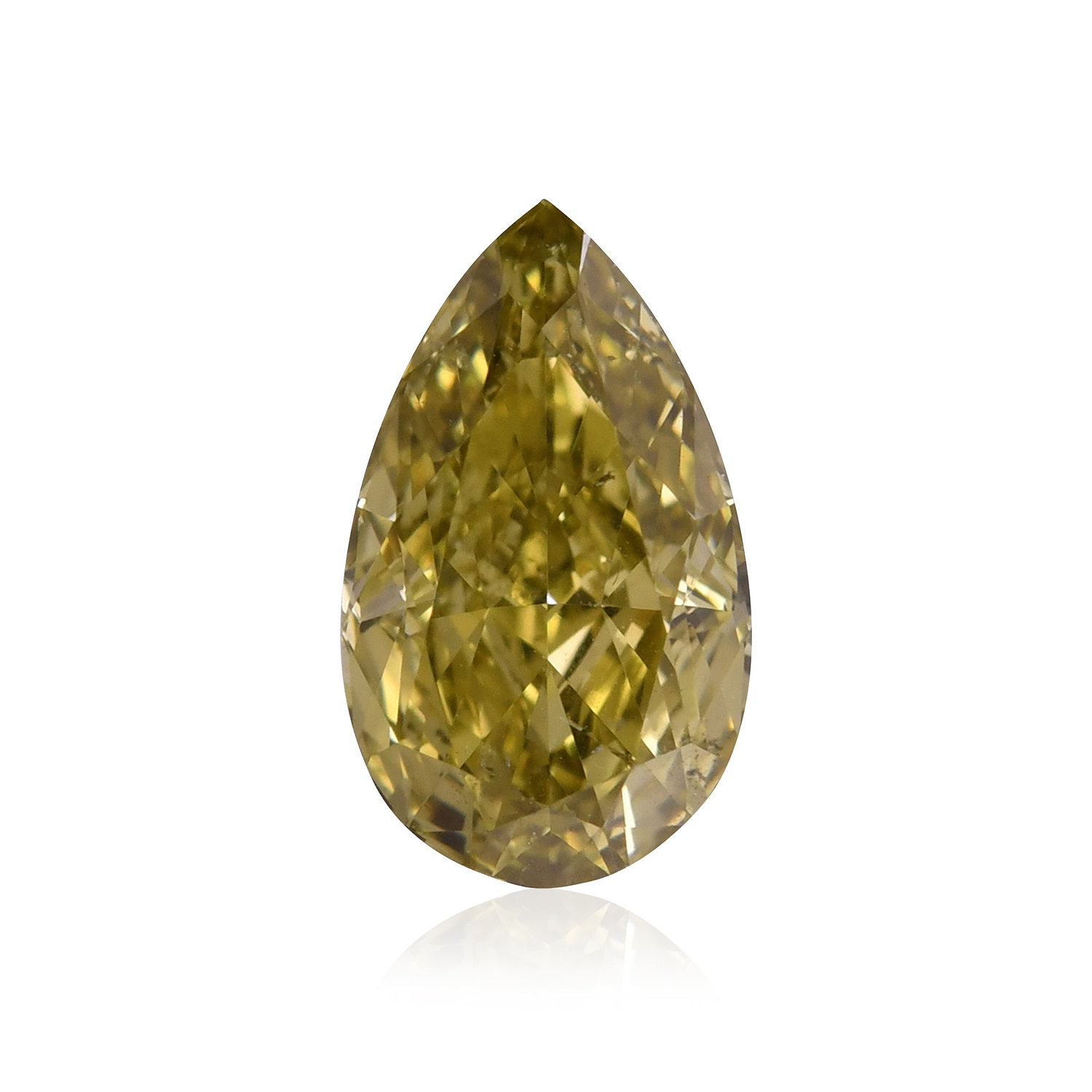 1.00 Carat Fancy Deep Brownish Greenish Yellow Pear Diamond SI2 GIA