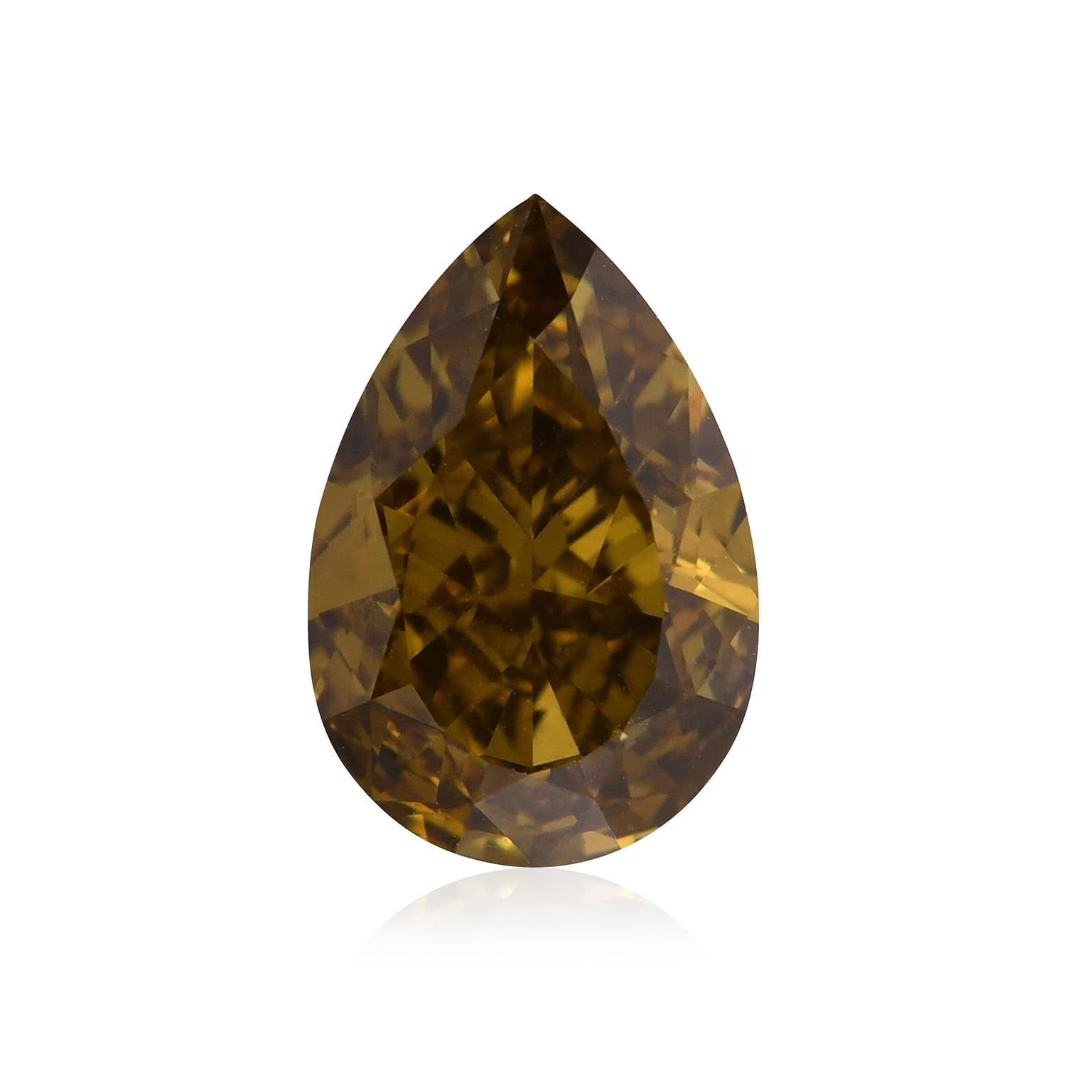 1.52 Carat Fancy Deep Brown Greenish Yellow Pear Diamond SI2 GIA