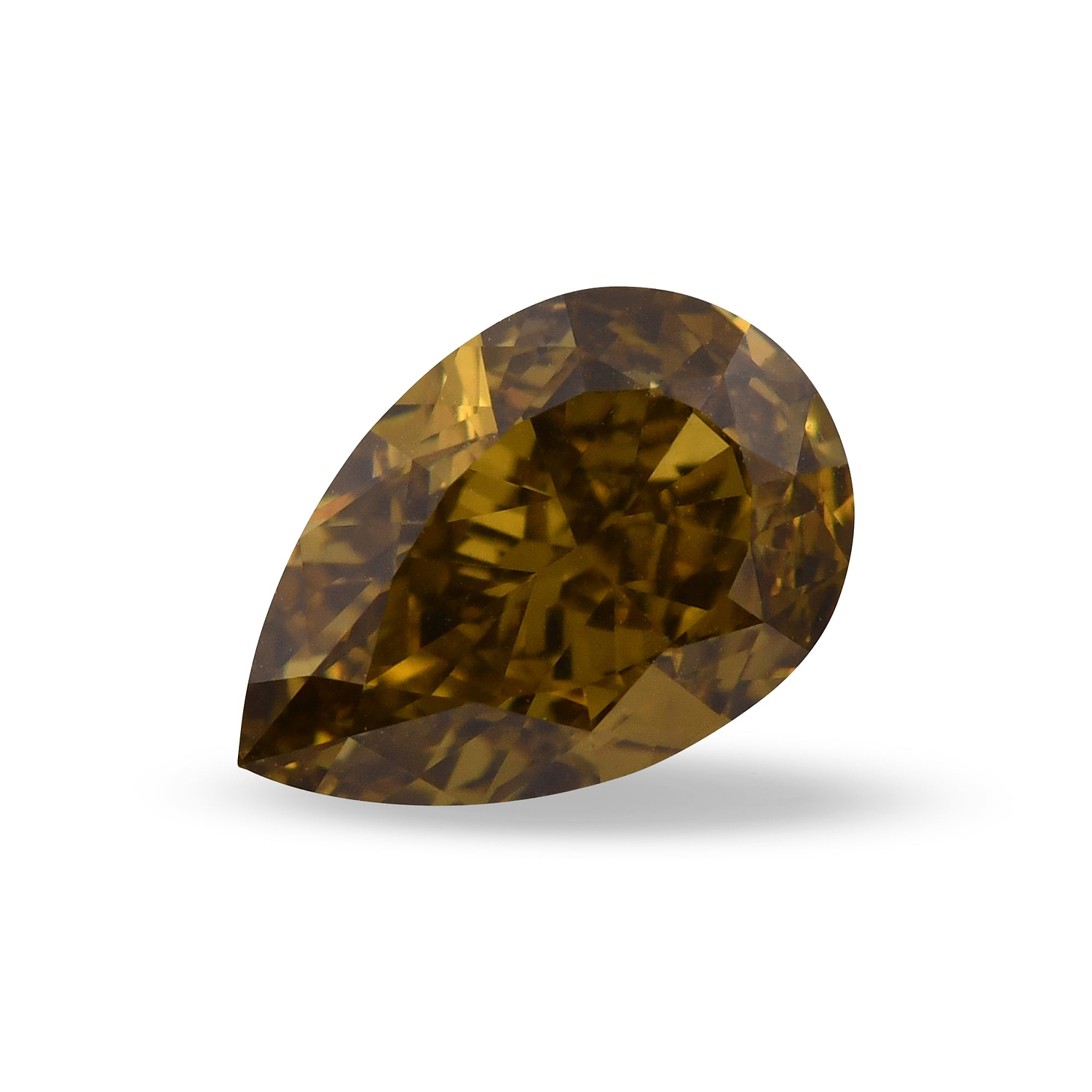 1.52 Carat Fancy Deep Brown Greenish Yellow Pear Diamond SI2 GIA