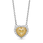Fancy Yellow Heart Double Halo Diamond Pendant