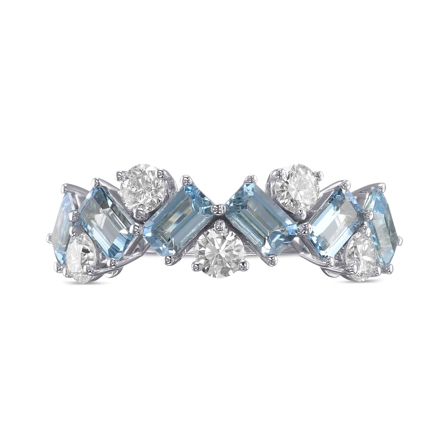 Aquamarine and Diamond Band Ring
